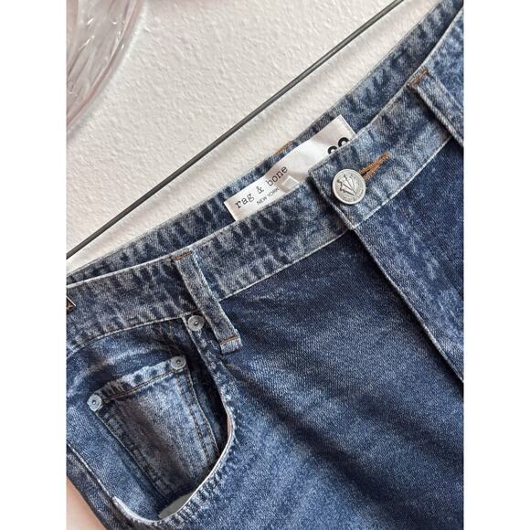 Rag & Bone Miramar Pants Terry Denim Print High Rise Wide Leg Women Size 32 - Picture 2 of 9
